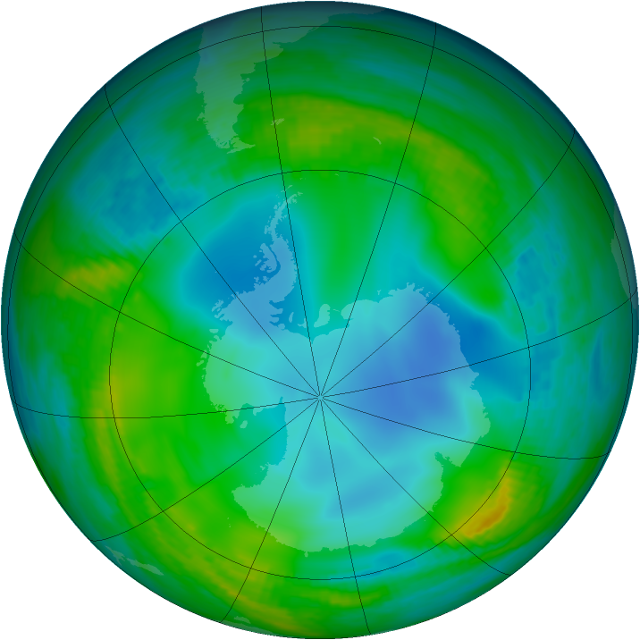 Antarctic ozone map for 08 June 1989